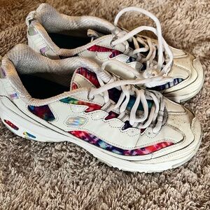 Skechers / D'Lites / Summer Fiesta / WHITE Multi /Air Cooled Memory Foam Sz 8.5
